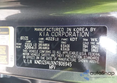 2022 Kia Soul Lx z USA, uszkodzony, nr VIN KNDJ23AUXN7806945